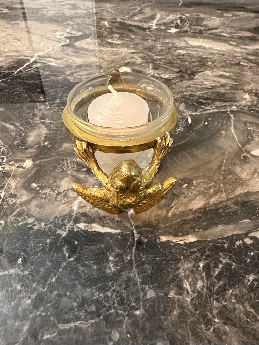 Gold Glass Pyramid Terrarium with Gold Home Accentsl - Picture 8 of 16